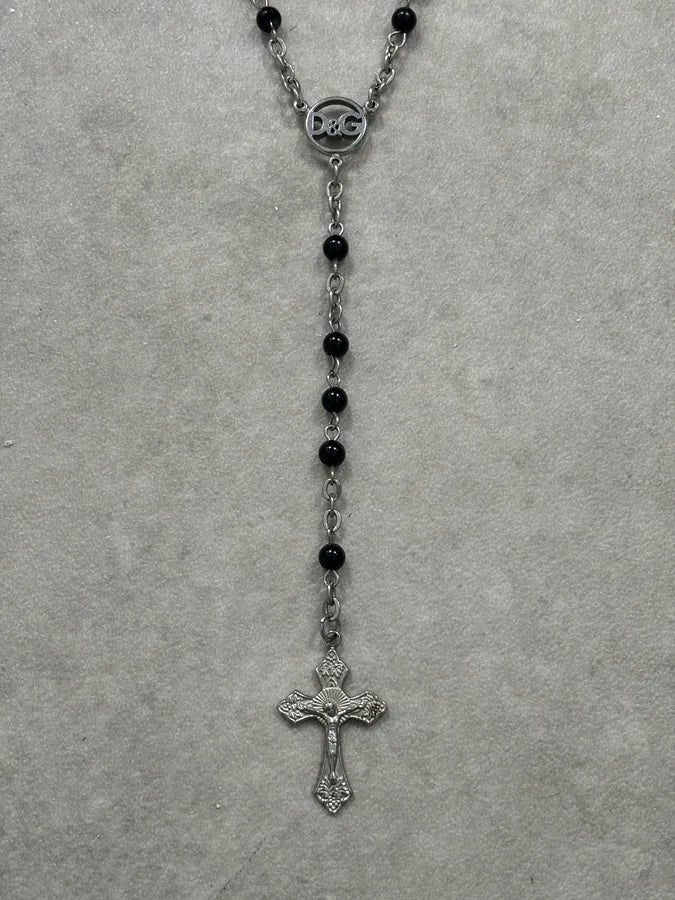2000s Dolce & Gabbana Black Rosary Cross Necklace gFSgkOS 2