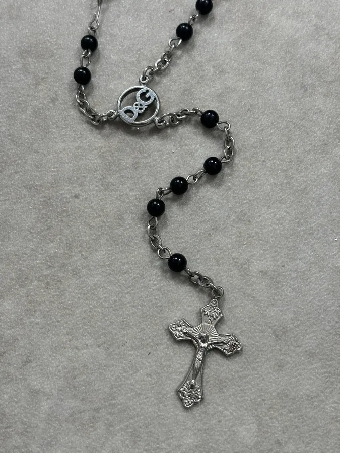2000s Dolce & Gabbana Black Rosary Cross Necklace gFSgkOS 3