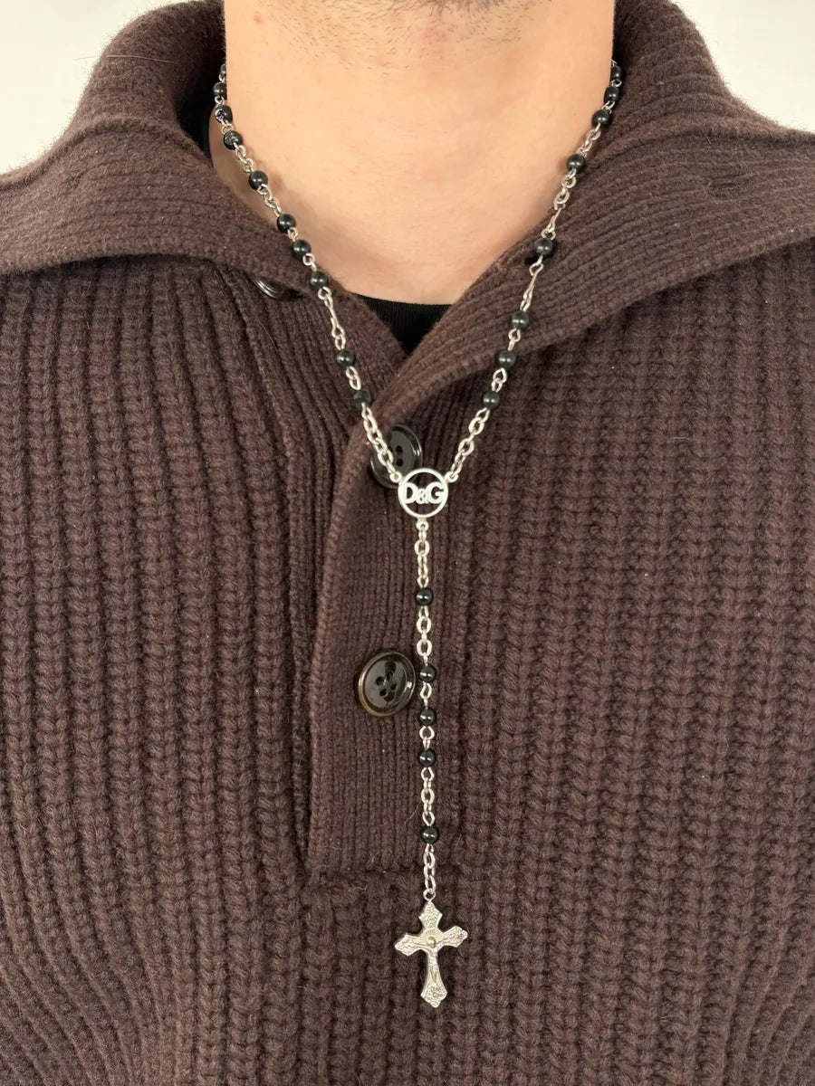 2000s Dolce & Gabbana Black Rosary Cross Necklace gFSgkOS 8