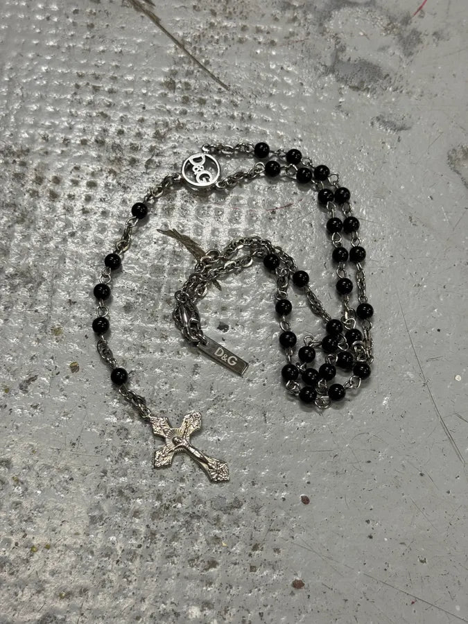 2000s Dolce & Gabbana Black Rosary Cross Necklace GOhGfNv 2