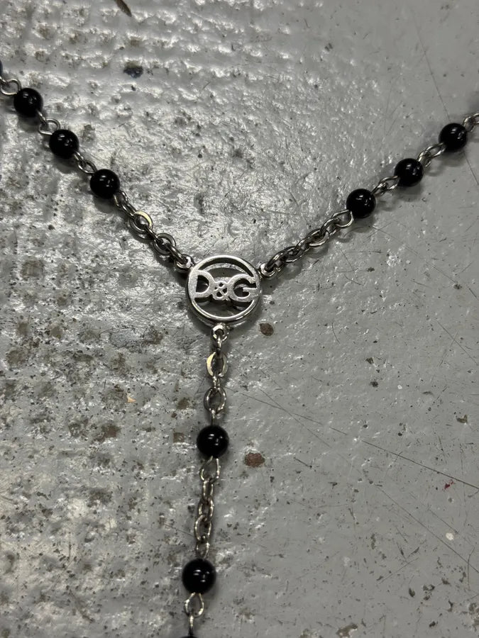 2000s Dolce & Gabbana Black Rosary Cross Necklace GOhGfNv 4