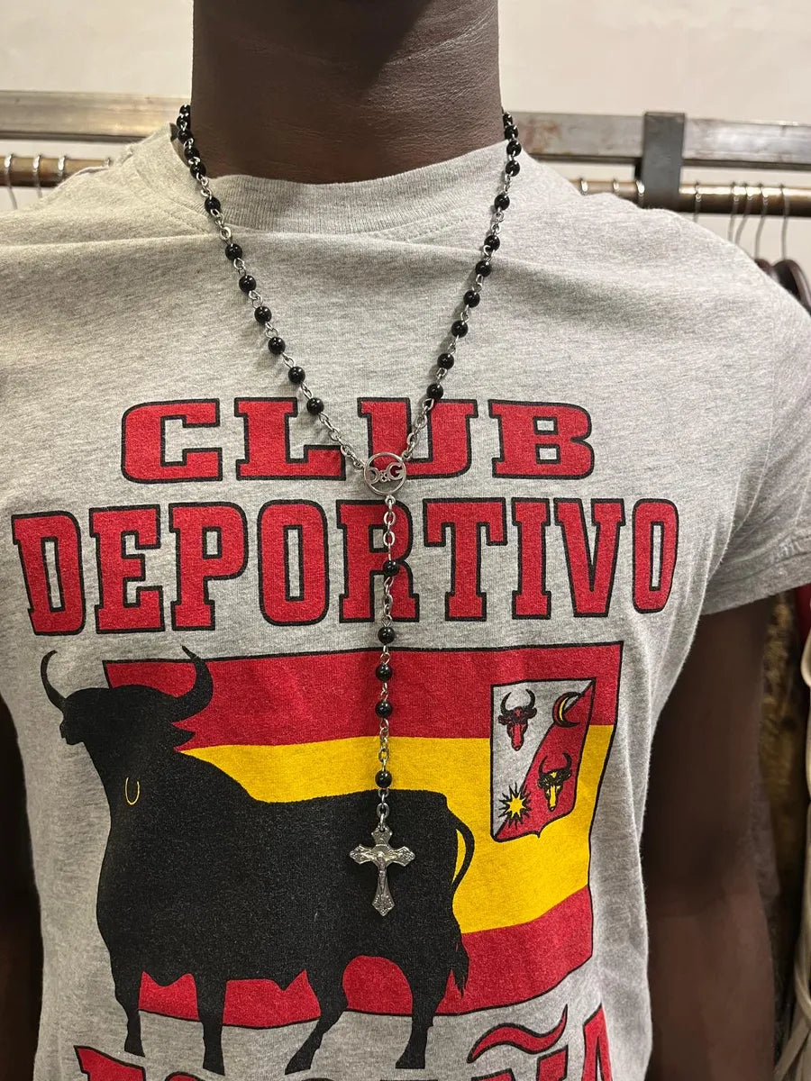 2000s Dolce & Gabbana Black Rosary Cross Necklace ZSDvnbI 1