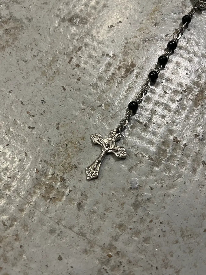 2000s Dolce & Gabbana Black Rosary Cross Necklace ZSDvnbI 2