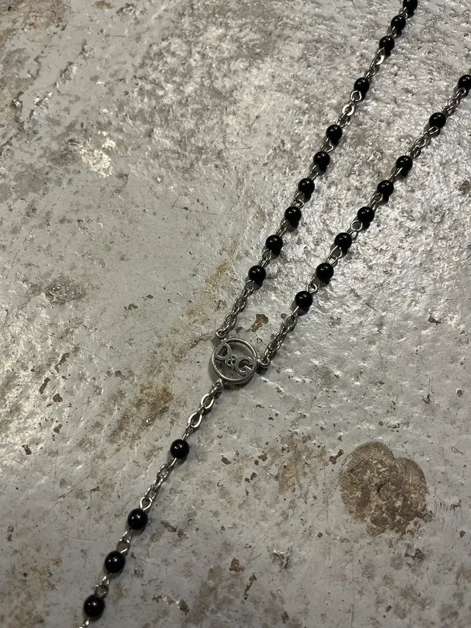 2000s Dolce & Gabbana Black Rosary Cross Necklace ZSDvnbI 3