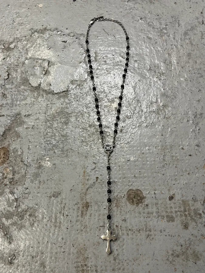 2000s Dolce & Gabbana Black Rosary Cross Necklace ZSDvnbI 6