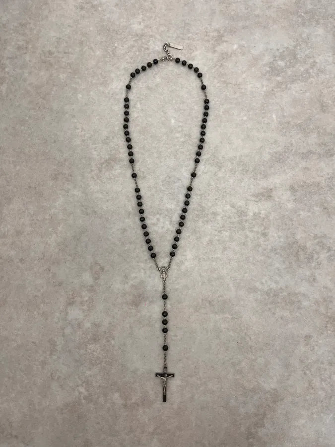 2000s Dolce & Gabbana Black Rosary Necklace ccrxPei 0