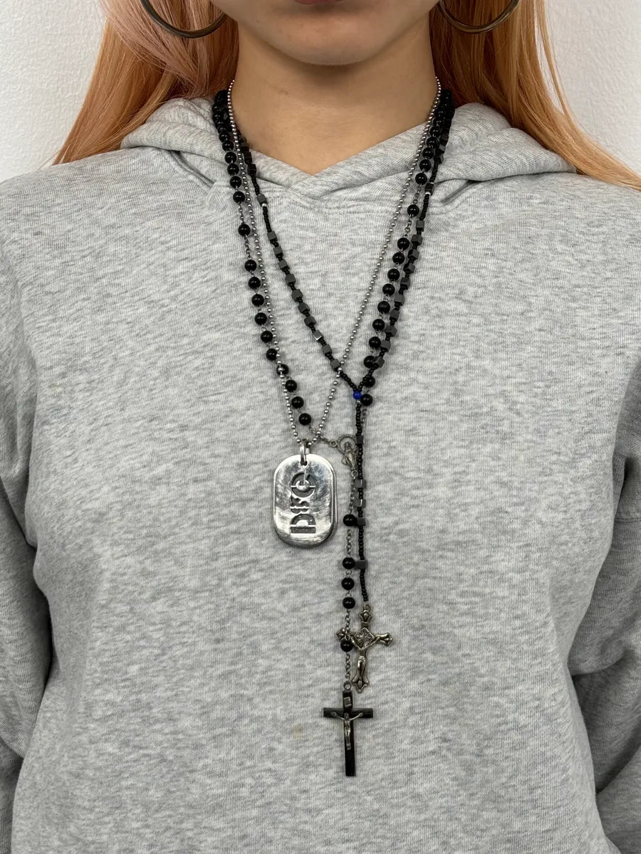 2000s Dolce & Gabbana Black Rosary Necklace ccrxPei 1