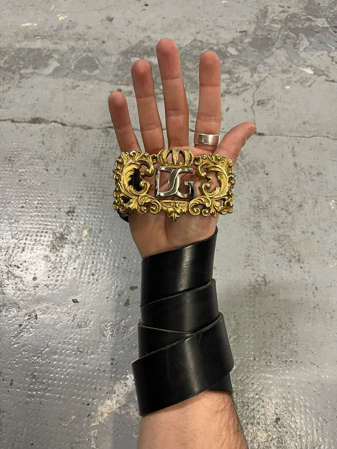 2000s Dolce & Gabbana Black Royal Baroque Leather Belt ZQczVJj 0