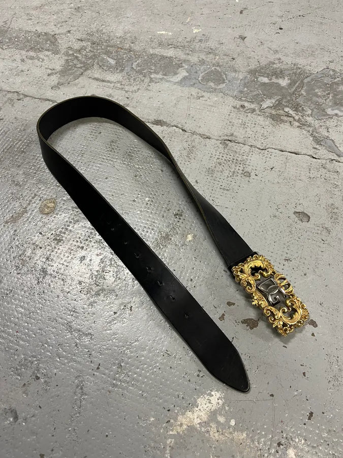 2000s Dolce & Gabbana Black Royal Baroque Leather Belt ZQczVJj 1