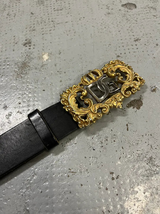2000s Dolce & Gabbana Black Royal Baroque Leather Belt ZQczVJj 2