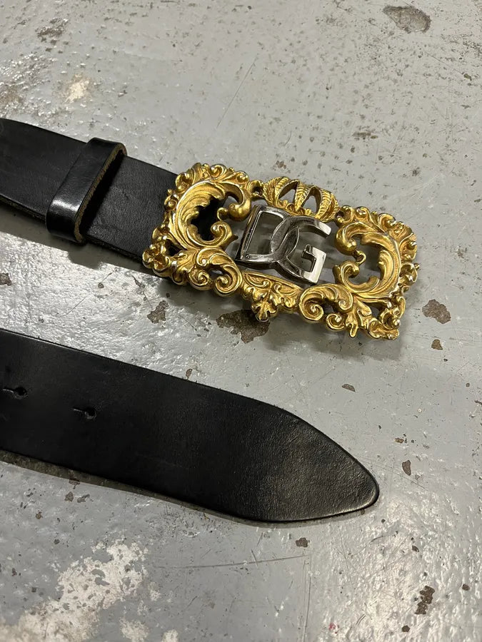 2000s Dolce & Gabbana Black Royal Baroque Leather Belt ZQczVJj 3