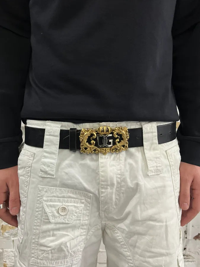 2000s Dolce & Gabbana Black Royal Baroque Leather Belt ZQczVJj 8