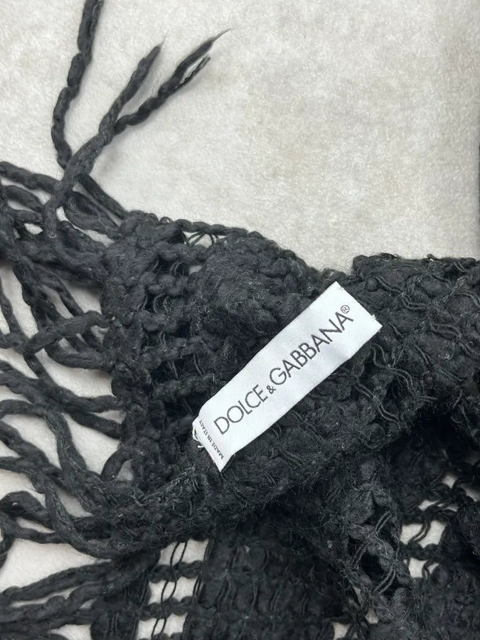 2000s Dolce & Gabbana Black Wool Scarf  DYoOWLK 4