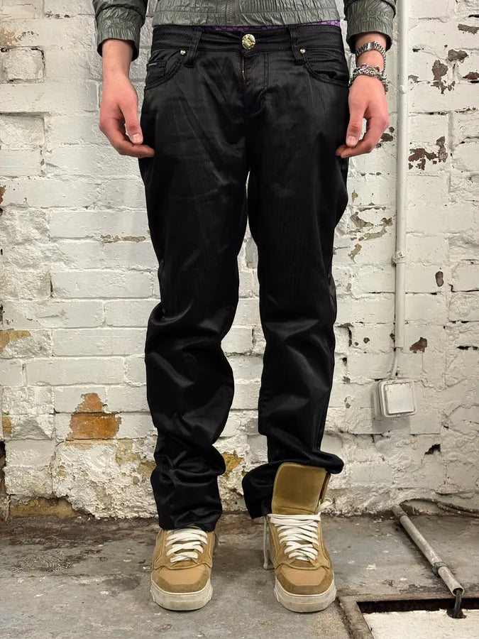 2000s Dolce & Gabbana Black Obscure Shinny Pants vMTUNQs 1