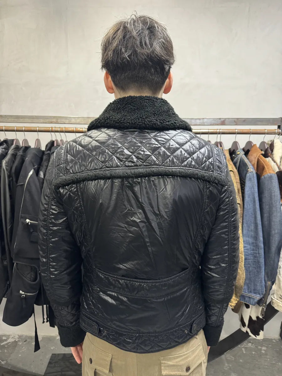 2000s Dolce & Gabbana Black Shearling Mafia Puffer Jacket (L) 3