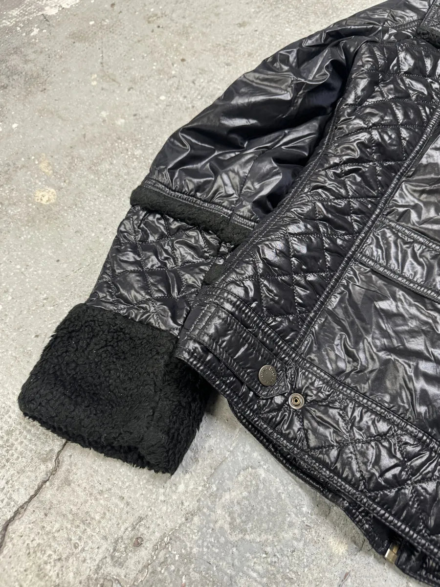 2000s Dolce & Gabbana Black Shearling Mafia Puffer Jacket (L) 5