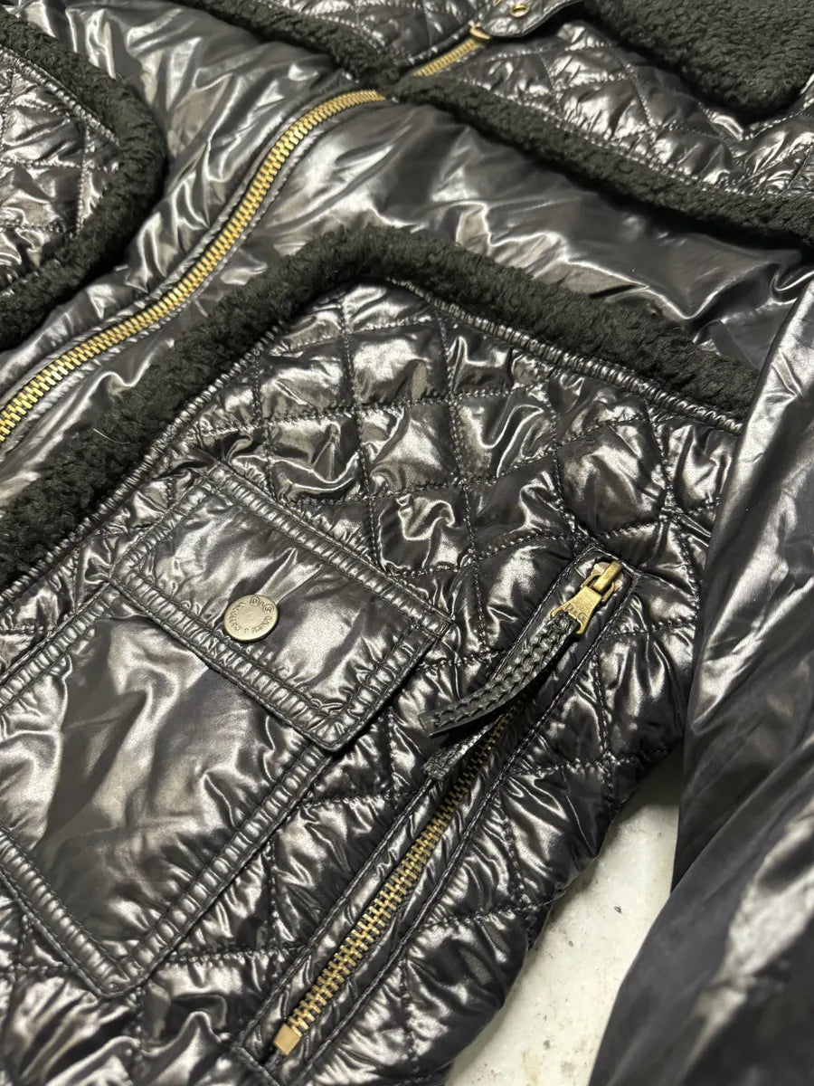 2000s Dolce & Gabbana Black Shearling Mafia Puffer Jacket (L) 7