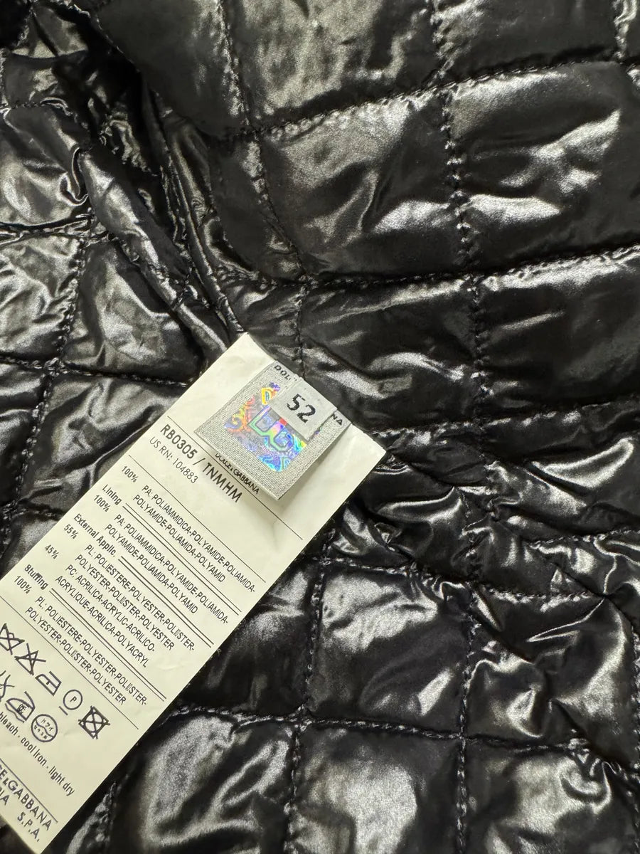 2000s Dolce & Gabbana Black Shearling Mafia Puffer Jacket (L) 8