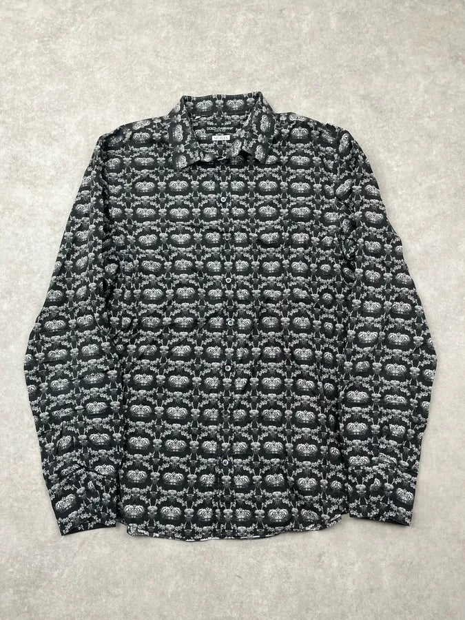 2010s Dolce & Gabbana Black Sicilia Crown Shirt gSlpjxu 0