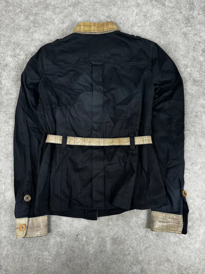 2000s Dolce & Gabbana Black Snakeskin Effect Black Jacket csIkzzm 3