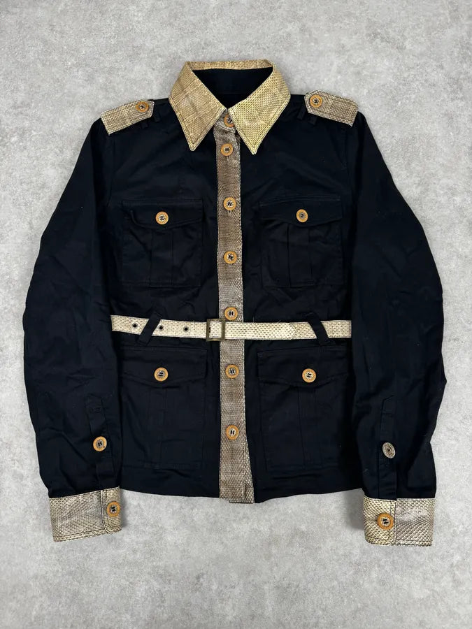 2000s Dolce & Gabbana Black Snakeskin Effect Black Jacket csIkzzm 0