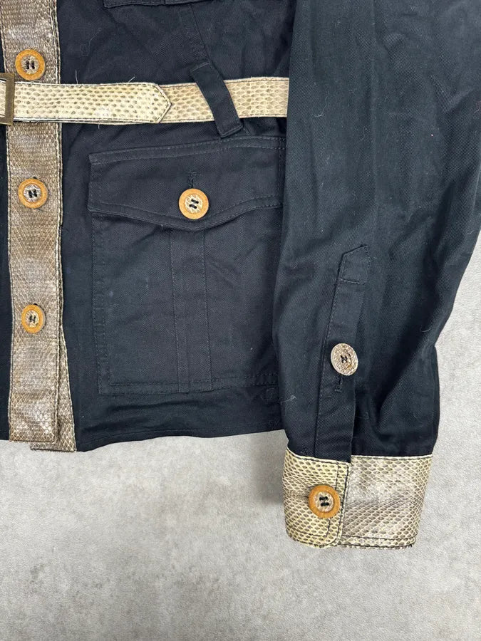 2000s Dolce & Gabbana Black Snakeskin Effect Black Jacket csIkzzm 7
