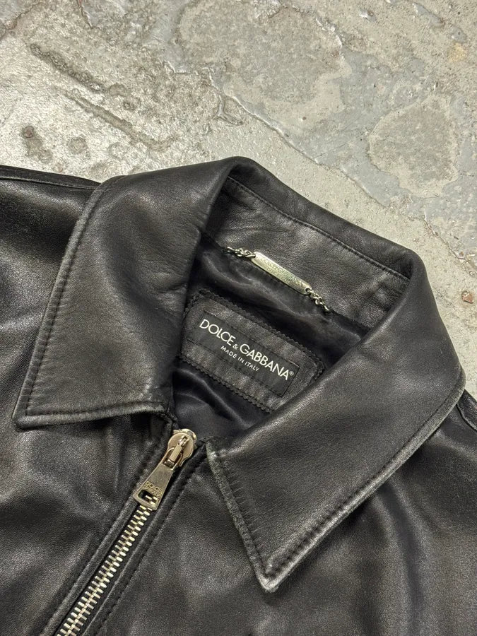 2000s Dolce & Gabbana Black Spy Leather Jacket CRpmhUJ 3