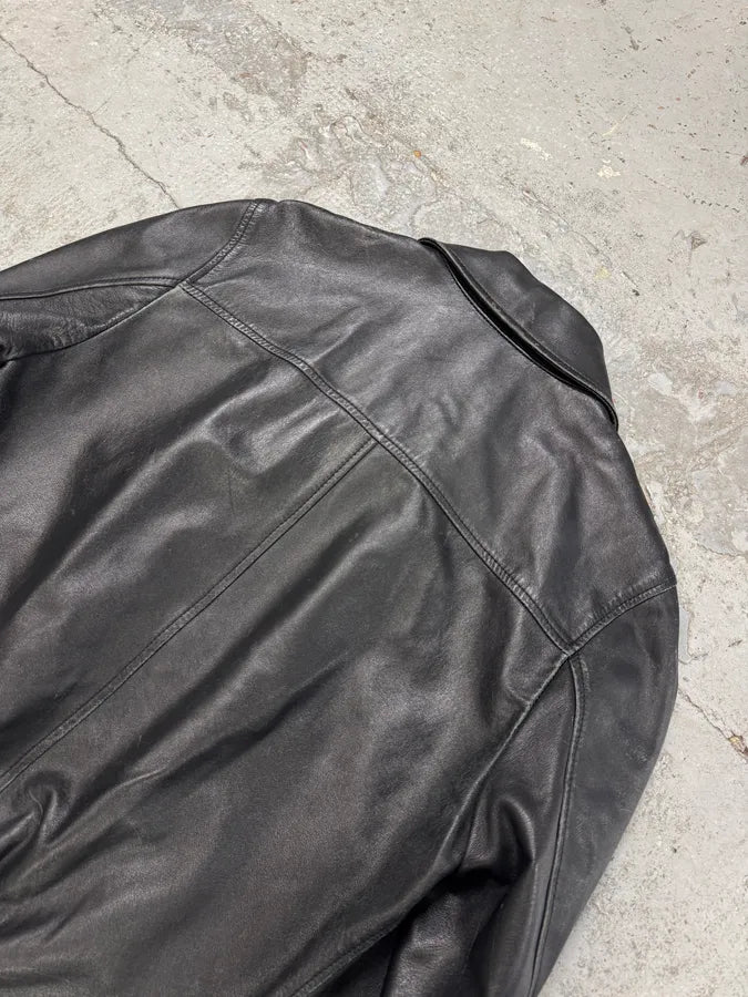 2000s Dolce & Gabbana Black Spy Leather Jacket CRpmhUJ 5