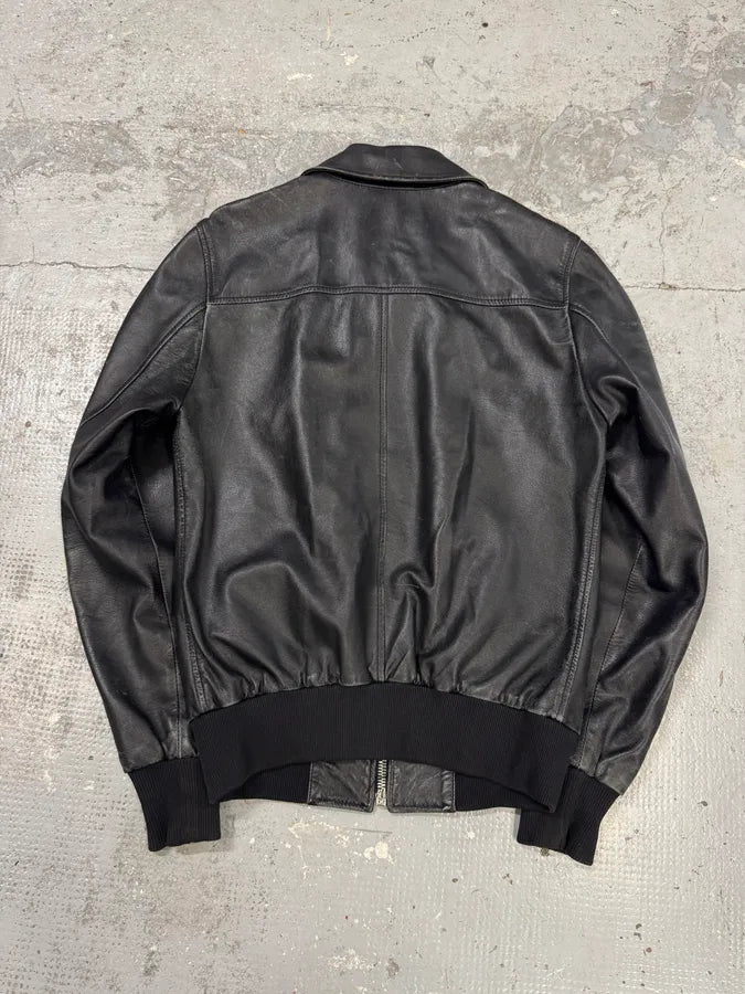 2000s Dolce & Gabbana Black Spy Leather Jacket CRpmhUJ 6