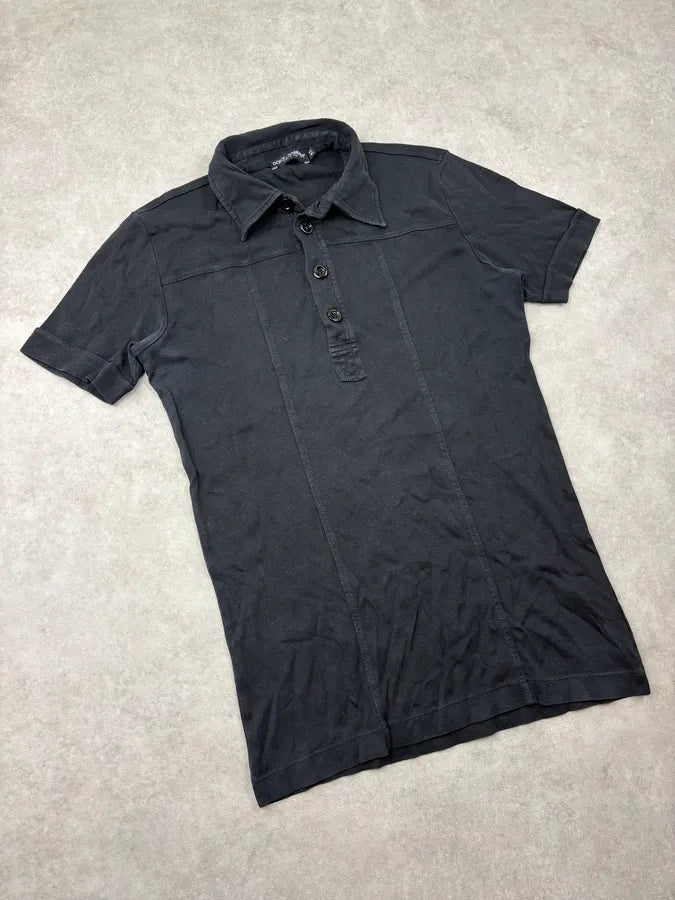 2000s Dolce & Gabbana Black Stiched Classy Fitted Polo vinOGVR 3
