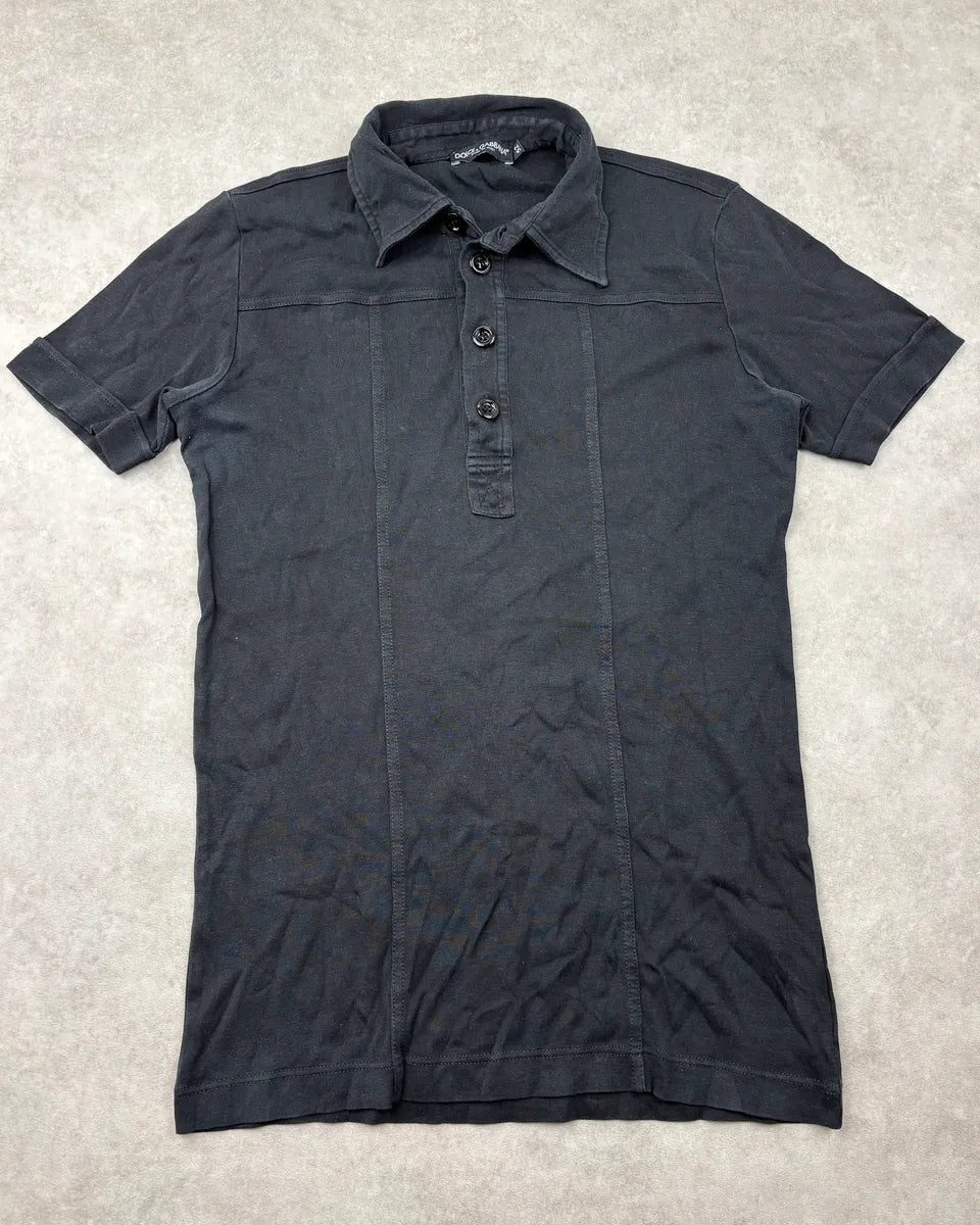 2000s Dolce & Gabbana Black Stiched Classy Fitted Polo vinOGVR 0
