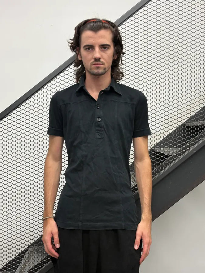 2000s Dolce & Gabbana Black Stiched Classy Fitted Polo vinOGVR 1