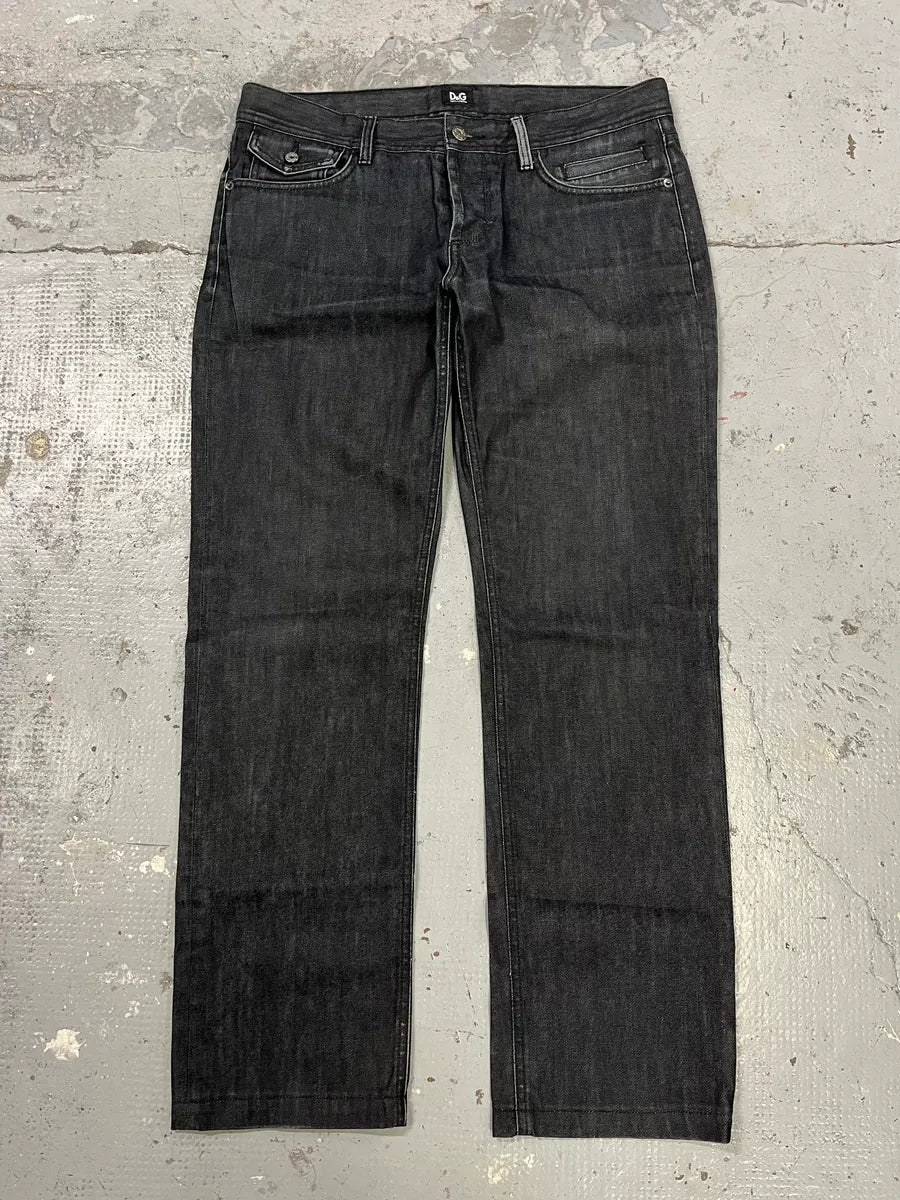 2000s Dolce & Gabbana Black Straight Denim Jeans NLaqWNu 4