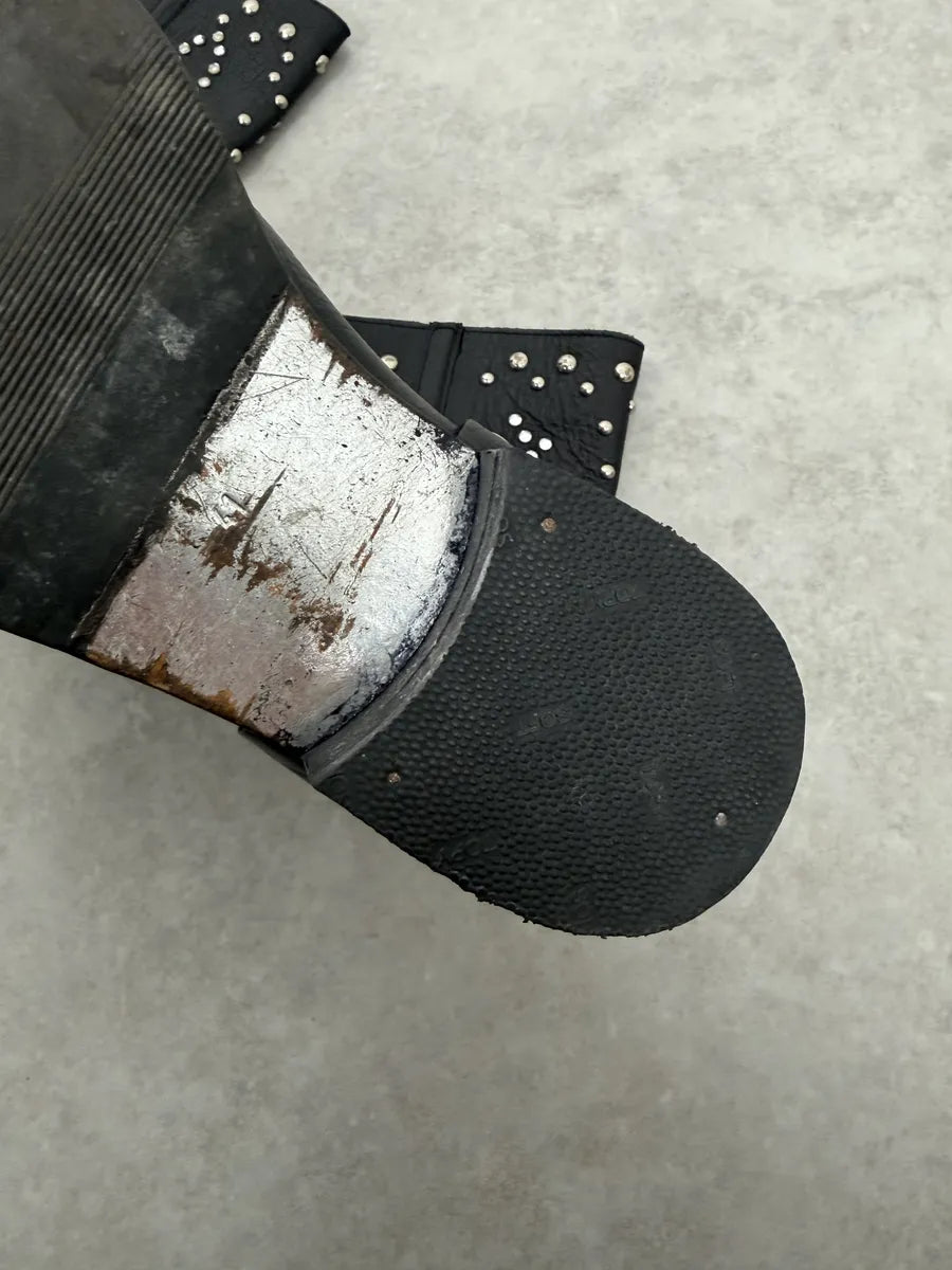 2000s Dolce & Gabbana Black Studded Ankle Leather Boots WRcQhtE 5