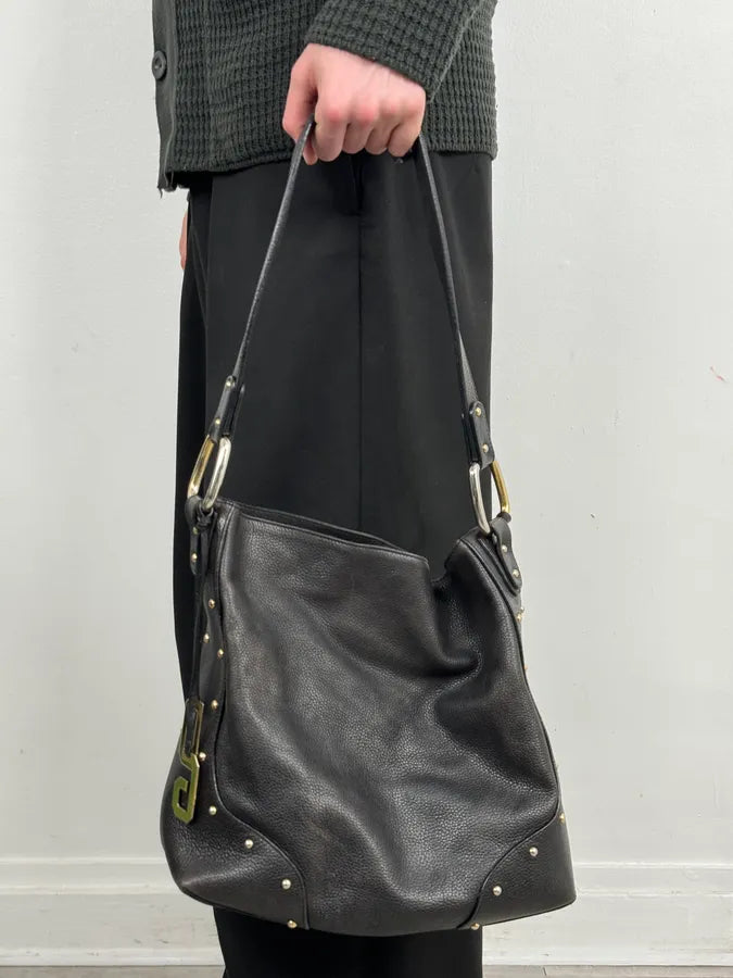 2000s Dolce & Gabbana Black Studded Leather Shoulder Bag spCdMqF 2