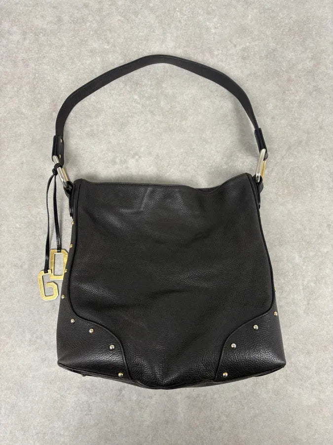 2000s Dolce & Gabbana Black Studded Leather Shoulder Bag spCdMqF 0