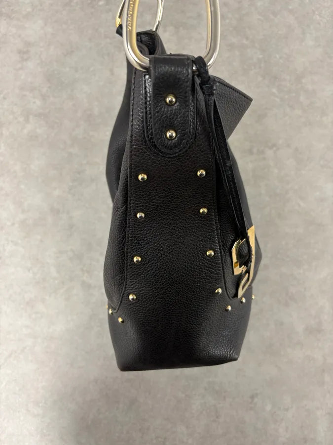 2000s Dolce & Gabbana Black Studded Leather Shoulder Bag spCdMqF 6