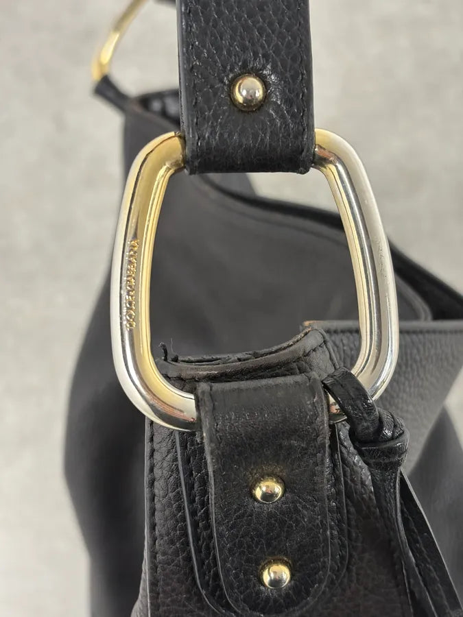 2000s Dolce & Gabbana Black Studded Leather Shoulder Bag spCdMqF 8