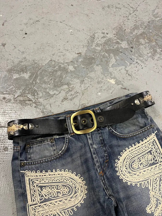 2000s Dolce & Gabbana Black Studded Snake Leather Belt psqOzgY 1