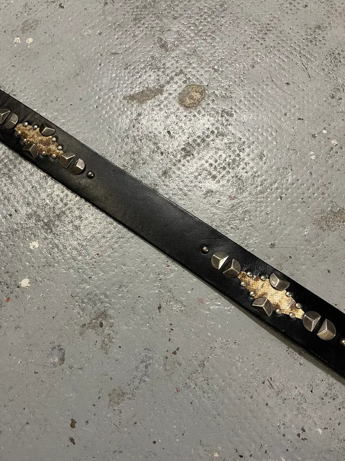 2000s Dolce & Gabbana Black Studded Snake Leather Belt psqOzgY 7