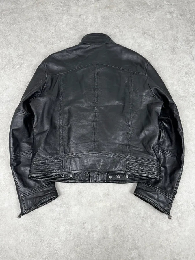 SS2005 Dolce & Gabbana Black Technical Leather Jacket qFppabP 3