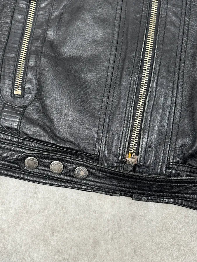 SS2005 Dolce & Gabbana Black Technical Leather Jacket qFppabP 9