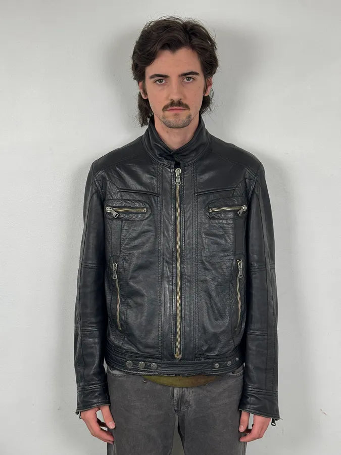 SS2005 Dolce & Gabbana Black Technical Leather Jacket qFppabP 1