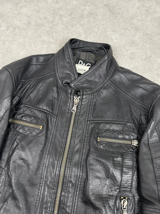SS2005 Dolce & Gabbana Black Technical Leather Jacket qFppabP 5