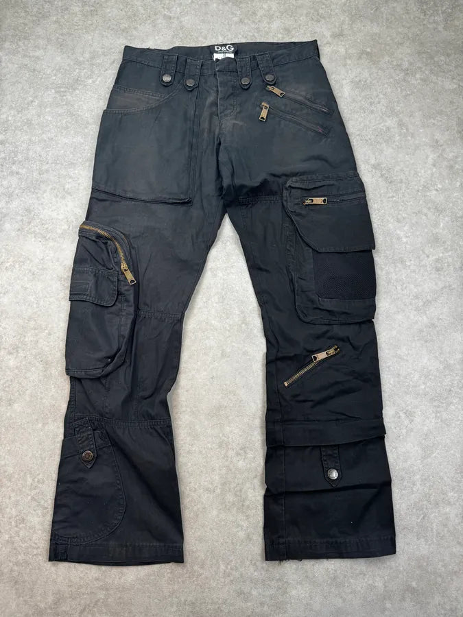 AW2006 Dolce & Gabbana Black Technical Multi-Zips Cargo Pants LpYVJFi 3