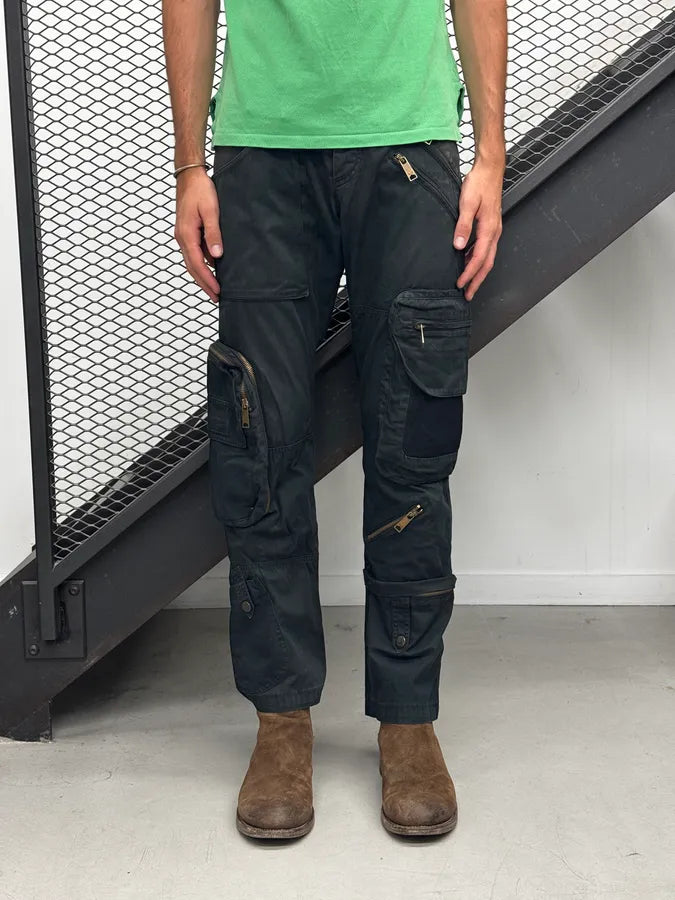 AW2006 Dolce & Gabbana Black Technical Multi-Zips Cargo Pants LpYVJFi 0