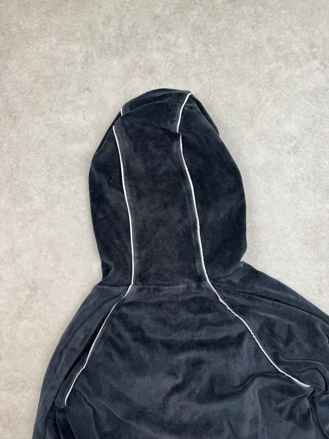 AW2007 Dolce & Gabbana Black Velvet Hooded Zip-up Sweater lPhKYYY 6
