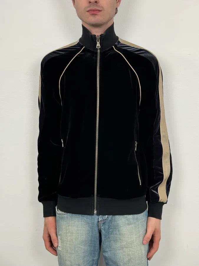 AW2007 Dolce & Gabbana Black Velvet Tracksuit Zip-up Jacket PjYsNat 2