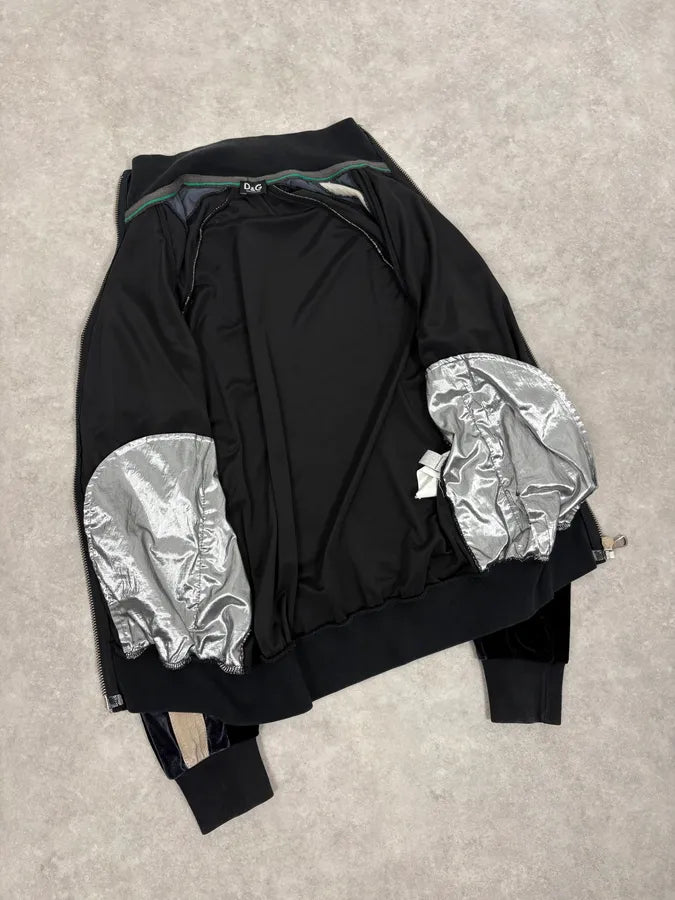 AW2007 Dolce & Gabbana Black Velvet Tracksuit Zip-up Jacket PjYsNat 7