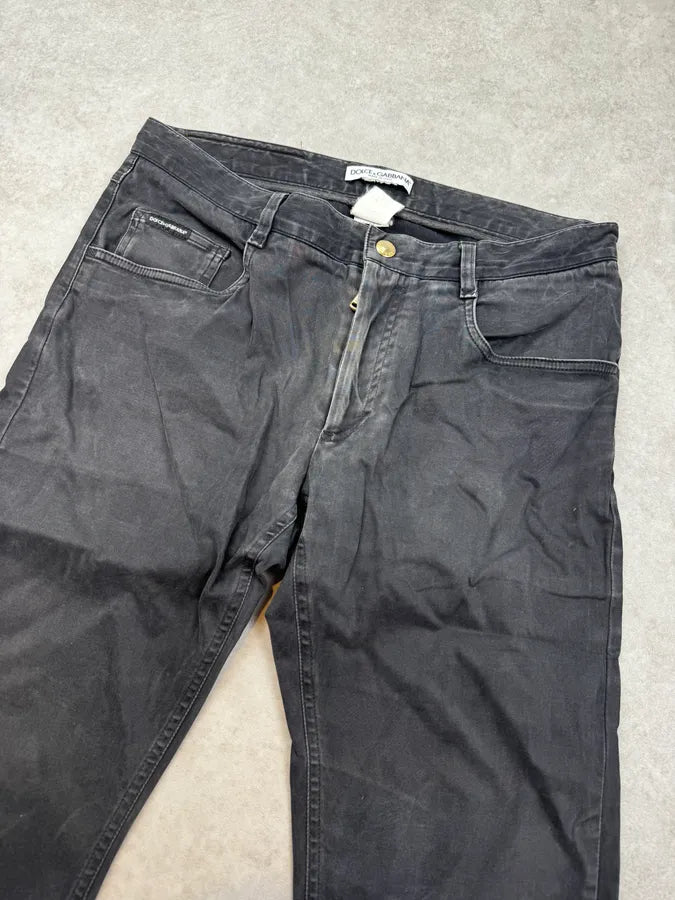 2000s Dolce & Gabbana Black Washed Straight Chino Pants rWABOzX 5